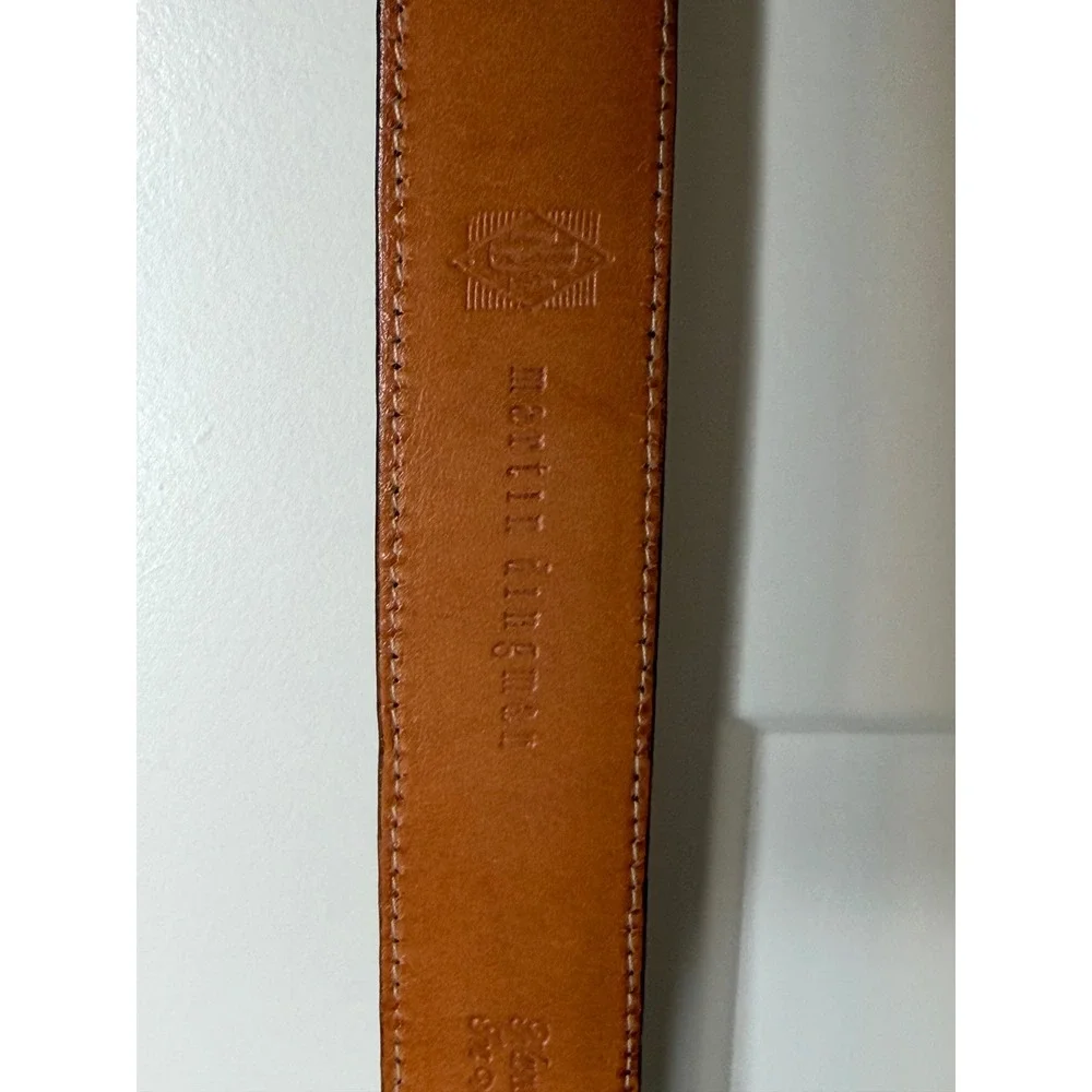 Martin Dingman Mens Alligator Grain Italian Calfskin Leather Belt Brown 34 85